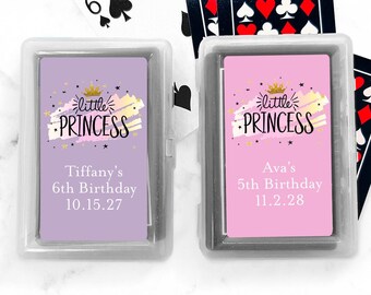 Little Princess Personalized Playing Cards Favors Labels, Personalized Birthday Party Playing Cards Favors 96, Set of 10