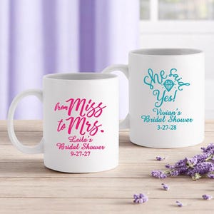 Set of 12 Personalized Custom Coffee Mug - Bridal Shower, Bridal Shower She Said Yes Miss to Mrs Coffee Mug Bridal Shower Party Favors 878