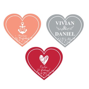 Set of 24 Personalized Wedding Anniversary Labels, Personalized Wedding Heart Shaped Peel-and-stick Labels 857