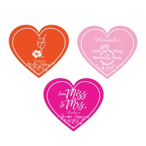 Set of 24 Bridal Shower Personalized Heart Labels, Bridal Shower Labels Stickers Favors, Bridal Shower  Favors 878-Z,
