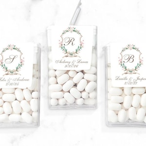 Set of 12 Personalized Tic Tac Favors Labels or Tic Tac Candy Favors Floral Elegance, Personalized Wedding Party Tic Tac Favors 855