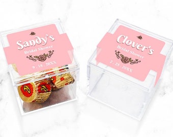 Bridal Shower Personalized Acrylic Square Boxes, Personalized Bridal Shower Boxes Favor 932, Set of 10