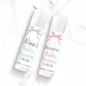 Baby Shower Bow Personalized Lip Balm Favors, Personalized Baby Shower Lip Balm Favors 92, Set of 12