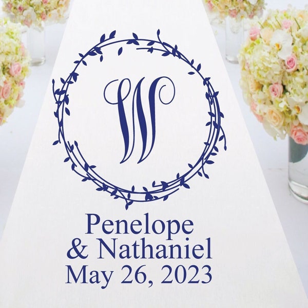 Custom Runner, Couples Last Name Initial Entrance Aisle Runner, Personalized Plain White Semi-Transparent Aisle Runner