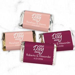 One Day Away Personalized Miniatures Hershey&#39;s Bar, Personalized Assorted Chocolate Miniature Hershey&#39;s Favors 827, Set of 50