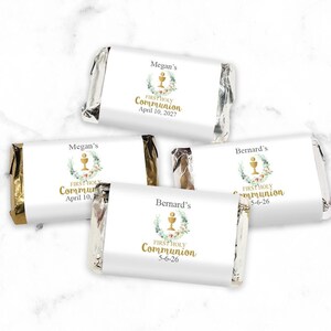 First Communion Personalized Miniatures Hershey&#39;s Bar, Personalized Assorted Chocolate Miniature Hershey&#39;s Favors 823, Set of 50