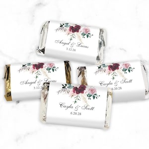 Floral Elegance Personalized Miniatures Hershey&#39;s Bar, Personalized Assorted Chocolate Miniature Hershey&#39;s Favors 856, Set of 50