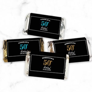 Birthday Number Age Personalized Miniatures Hershey&#39;s Bar, Personalized Assorted Chocolate Miniature Hershey&#39;s Favors 811, Set of 50