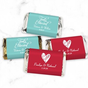 Wedding Personalized Miniatures Hershey&#39;s Bar, Personalized Assorted Chocolate Miniature Hershey&#39;s Favors 857, Set of 50