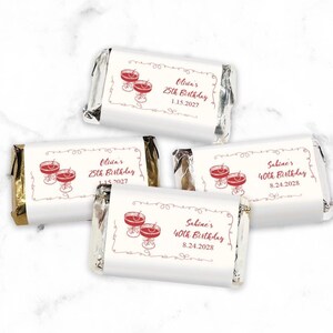 Cocktail Doodle Personalized Miniatures Hershey&#39;s, Birthday Party Miniature Hershey&#39;s Favors 946, Set of 50