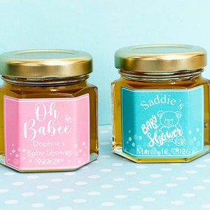 Set of 12 Baby Shower Personalized Honey Filled Bottles With Labels, Baby Shower Honey Party Favors, Baby Shower Favors 867