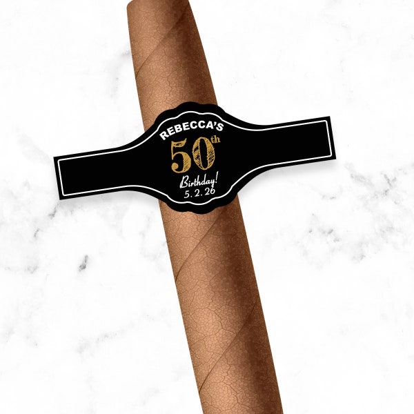 Set of 14 Personalized Cigar Favor Labels - Birthday Number Age, Personalized Cigar Labels Party Favors, Favors 811