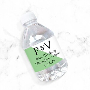 Mod Diagonal Personalized Water Bottle Labels, Personalized Wedding Party Water Bottle Labels 891, Set of 12