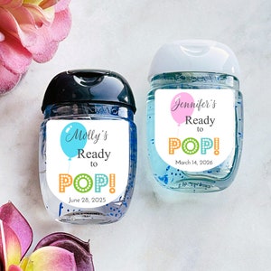 Ready to Pop Personalized Labels Stickers, Personalized Baby Shower Peel-and-stick Labels for Sanitizers {SKU:MG38} Set of 12