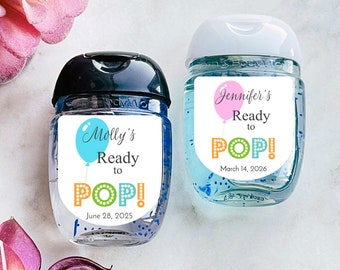 Ready to Pop Personalized Labels Stickers, Personalized Baby Shower Peel-and-stick Labels for Sanitizers {SKU:MG38} Set of 12