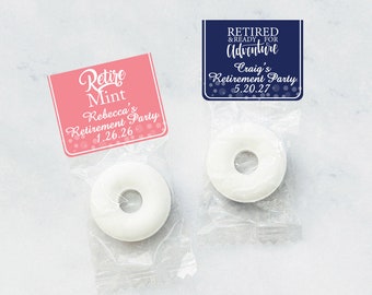 Set of 25 Retirement Personalized Life Saver Mint Favors, Retired Personalized Mint Candy Favors Party Favors, Completely Assembled 875