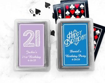 Set of 10 Personalized Playing Cards Favors with Birthday Labels, Personalized Birthday Party Playing Cards Favors 846
