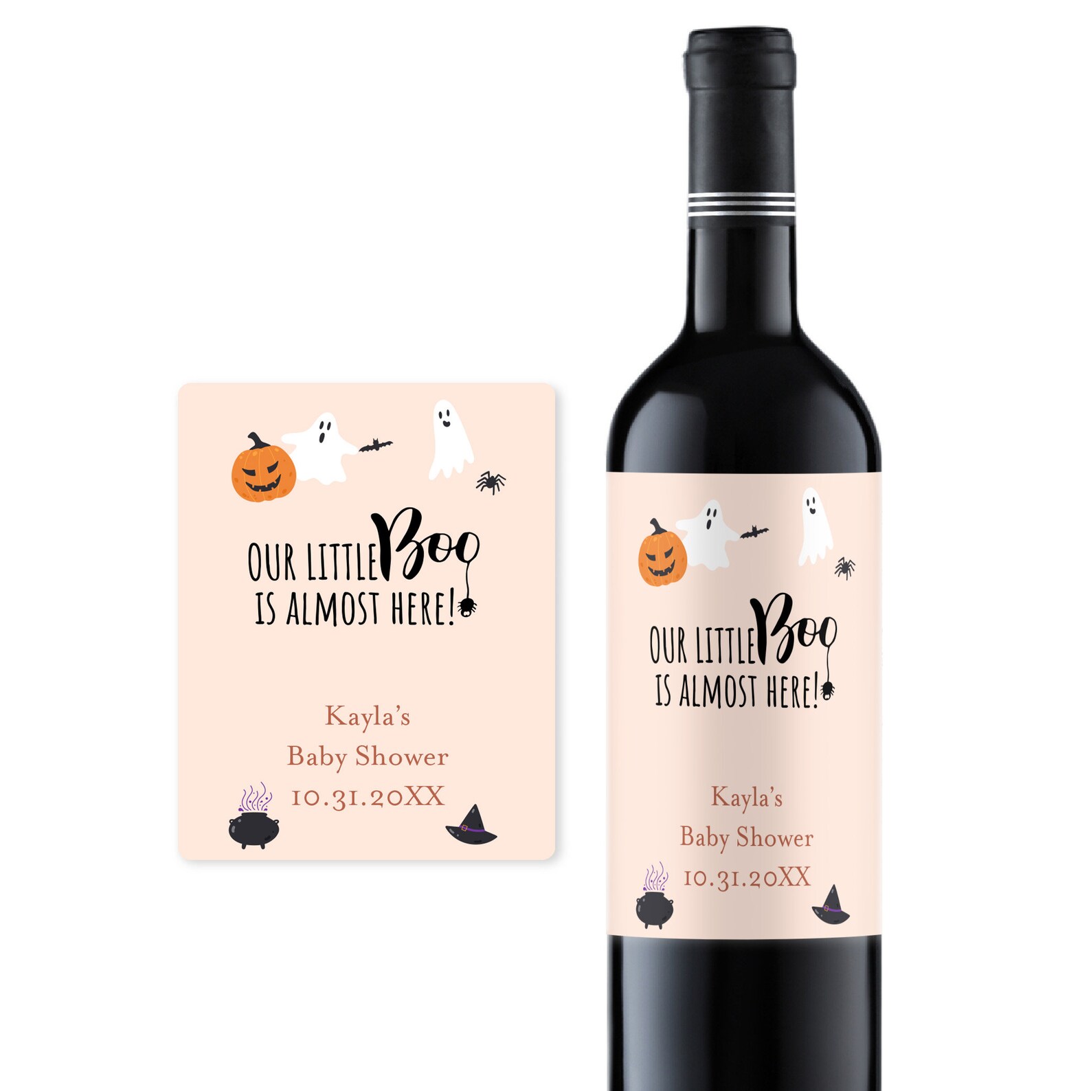 Halloween Baby Shower A Little Boo Labels & Stickers Only for Wine ...