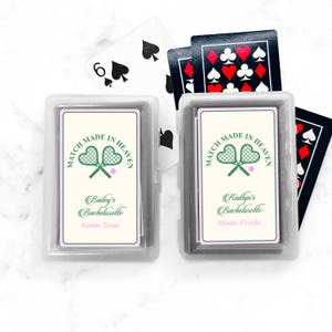 Match Made In Heaven Personalized Playing Cards Favors, Personalized Tennis Bachelorette Playing Cards Favors 921, Set of 10