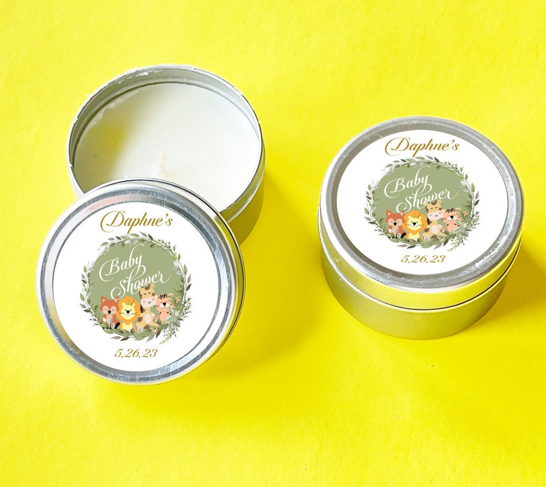 Set of 12 // Personalized Travel Candle Tin With Labels Safari Etsy
