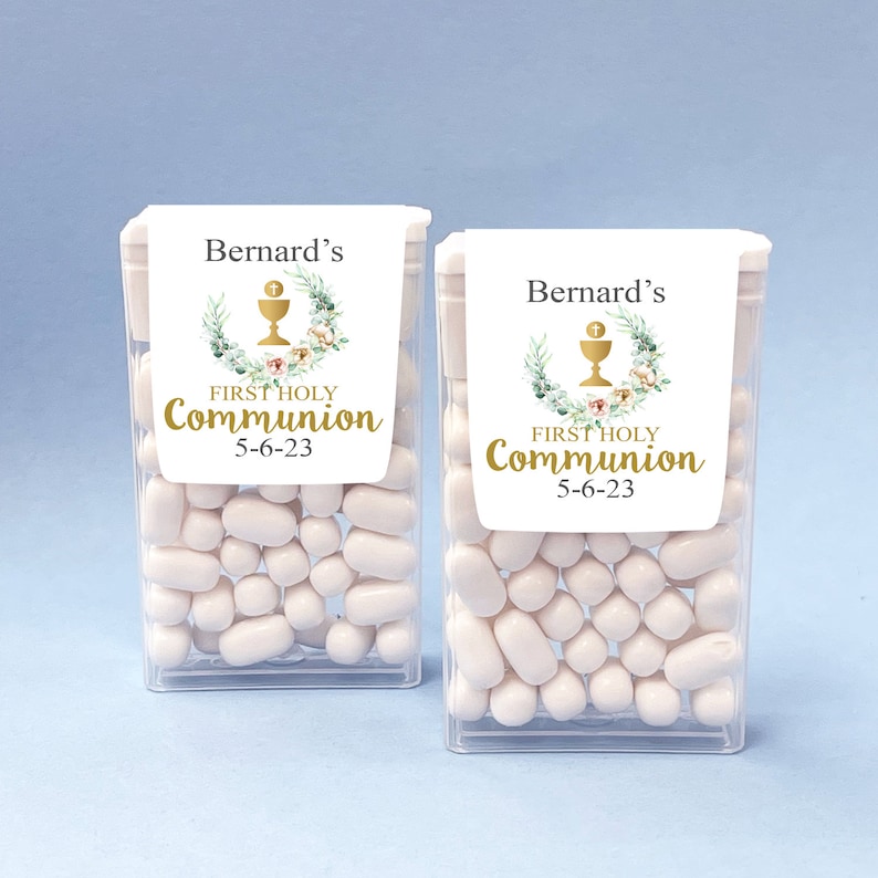 Communion Mint Set of 12 First Communion Favors, Personalized Tic Tac® Favors Labels ...