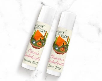 Vintage Camp Bach Personalized Lip Balm Favors, Personalized Bachelorette Party Lip Balm Favors 915, Set of 12