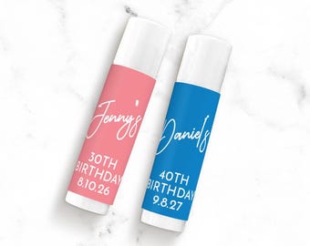 Custom Birthday Name Personalized Lip Balm Favors, Personalized Birthday Party Lip Balm Favors 910, Set of 12