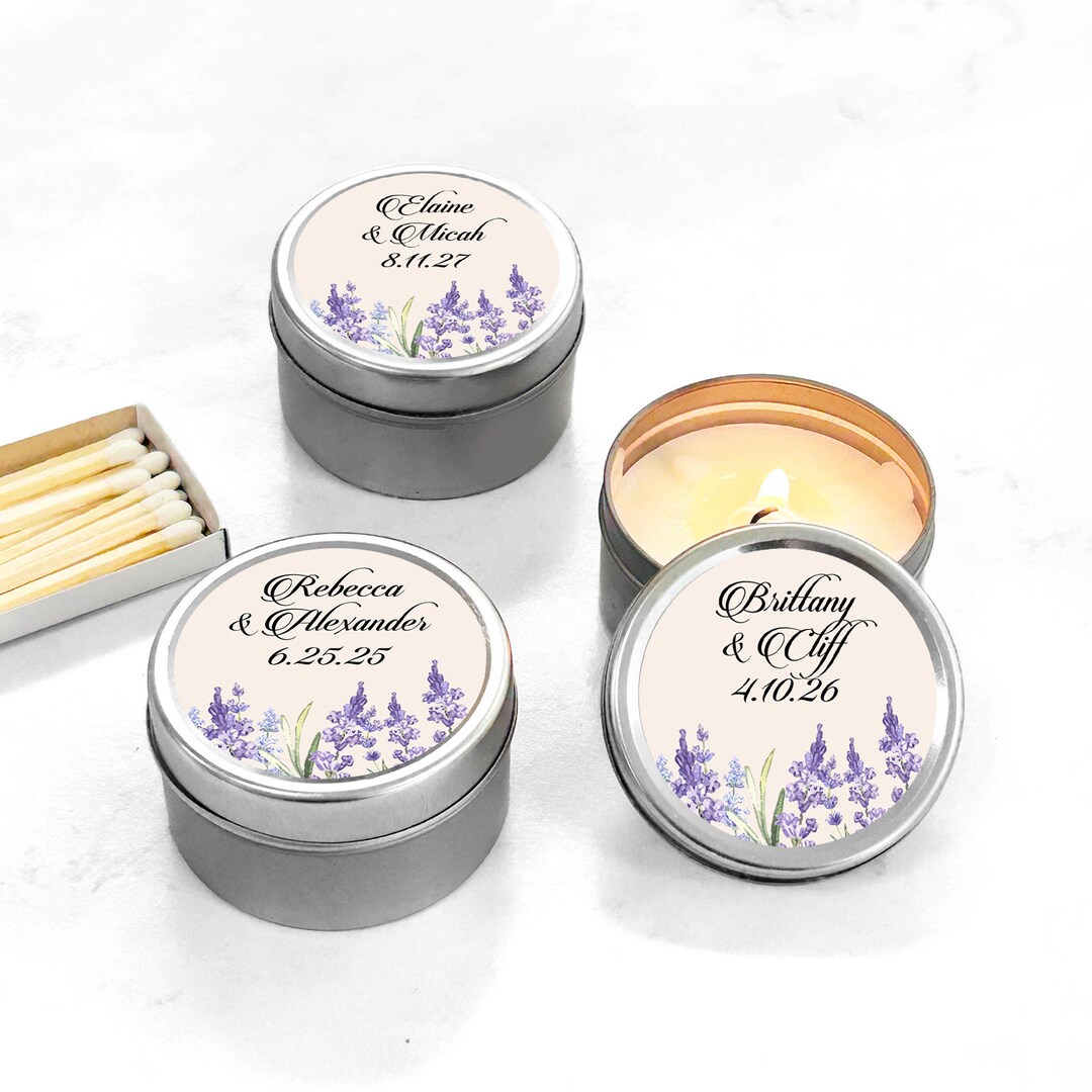 Set of 12 Personalized Travel Candle Tin With Lavender Wedding Favors ...