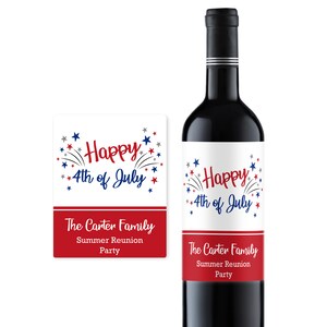 Happy 4th of July Labels & Stickers Only for Wine Bottles and Champagne, 4th of July Party Peel-and-stick Labels 894, Set of 10