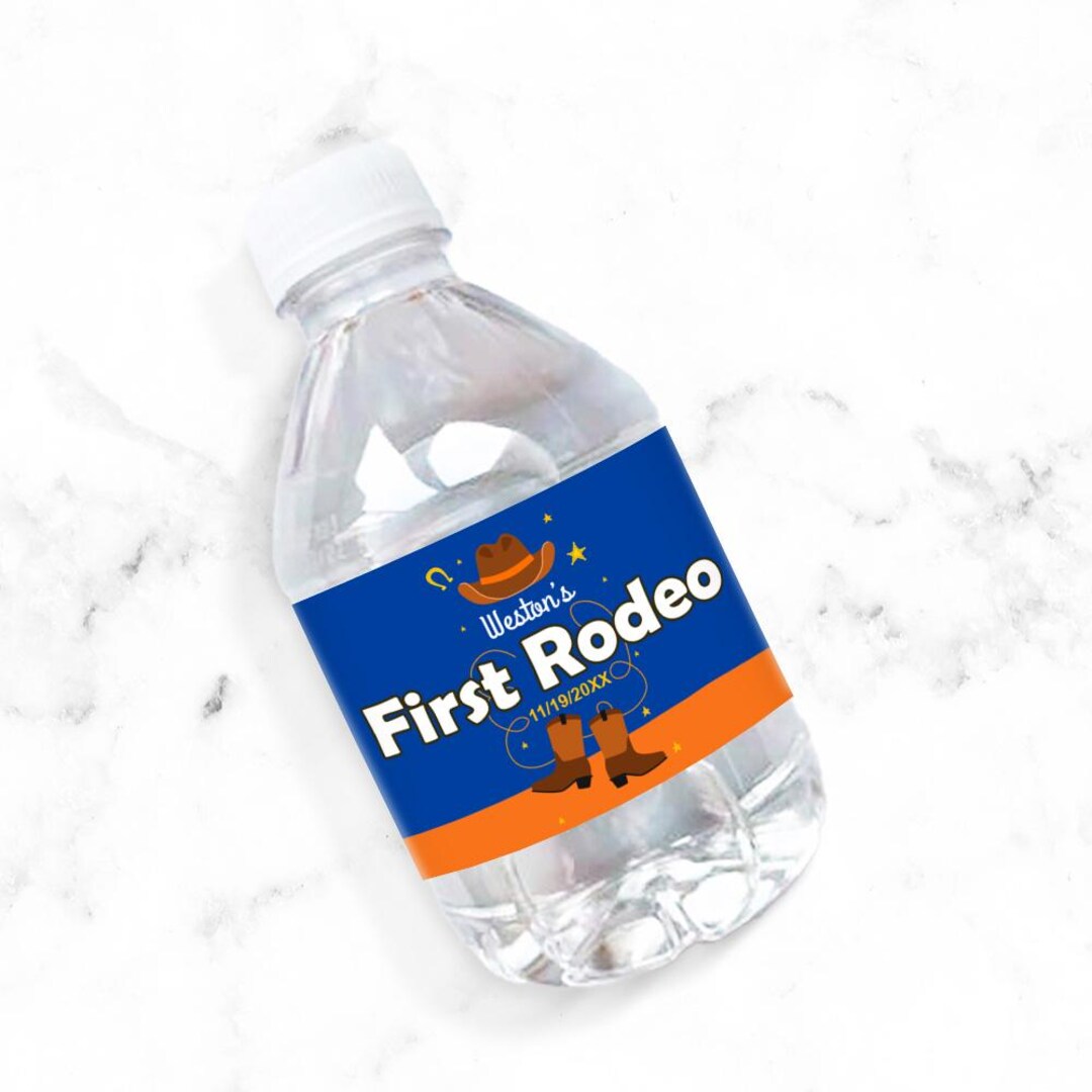 Boy First Rodeo Wild West Personalized Water Bottle Labels ...