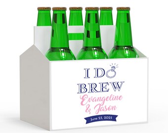 I Do Brew Bride and Groom Personalized Beer Bottle Carriers Beer Bottle Labels // Personalized Beer Labels // Wedding Gifts 831-B