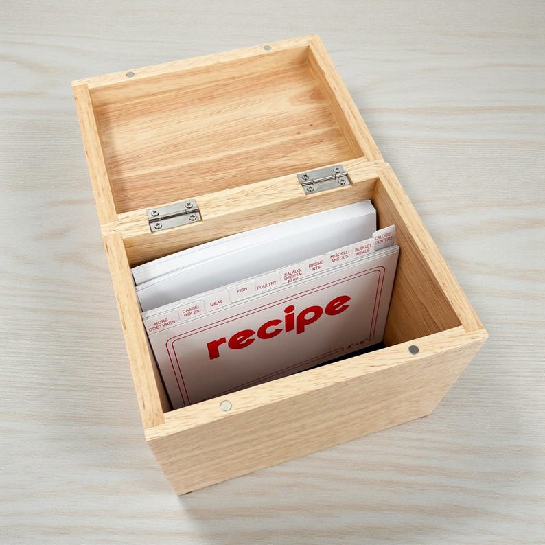 Recipe Box Block Made With Love Personalized Recipe Wood Box With Recipe Cards - Etsy