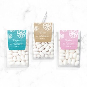 Set of 12 Personalized Tic Tac Mint Candy with Doily Wedding Favors Labels or Labels Only, Personalized Wedding Party Favors JM245612
