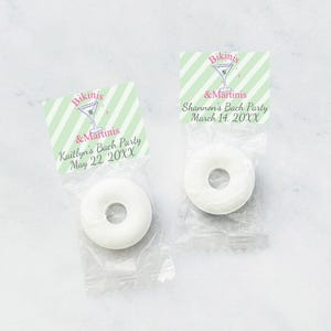 Bikinis And Martinis Personalized Life Savers, Personalized Bachelorette Party Life Savers Ring-shaped Candy 917, Set of 25