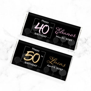 Set of 12 Personalized Wrapped Chocolate Hershey&#39;s Bar Birthday Balloon, Personalized Chocolate Hershey&#39;s Birthday Party Favors 871