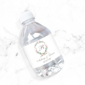 Set of 12 Personalized Water Bottle Labels - Rustic Floral  Personalized Wedding Water Bottle Labels 855