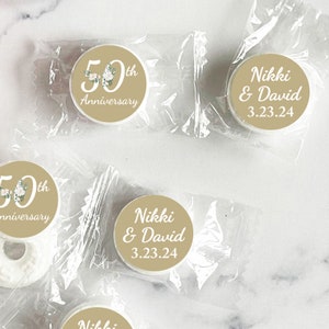 Golden Silver Wedding Anniversary Personalized Life Savers, Personalized Life Savers Ring-shaped Candy {SKU:MG833} Set of 25