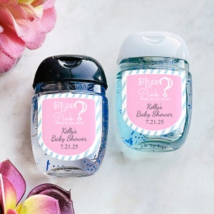 Set of 12 Gender Reveal Personalized Labels Stickers, Personalized Baby Shower Peel-and-stick Labels for Sanitizers MG34