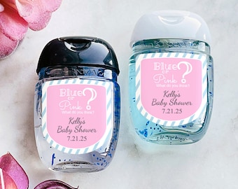 Set of 12 Gender Reveal Personalized Labels Stickers, Personalized Baby Shower Peel-and-stick Labels for Sanitizers MG34