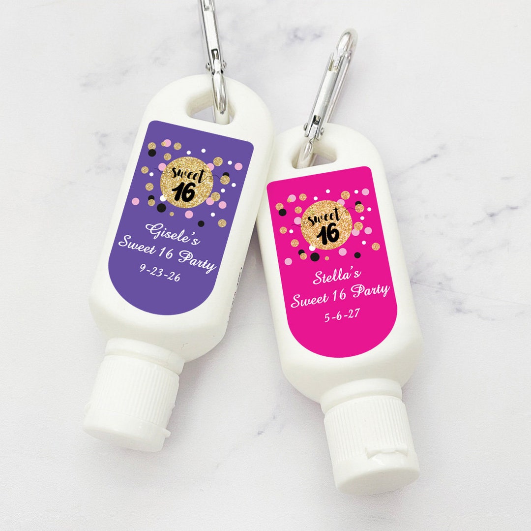Set of 12 Mini Personalized Sunscreen With SPF30 Sweet 16 Sparkly ...