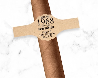 Set of 14 Personalized Cigar Favor Labels Aged To Perfection, Personalized Cigar Labels Party Favors, Birthday Favors 812