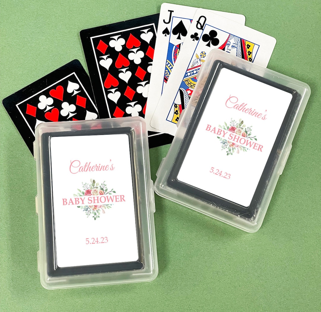 Set of 12 // Personalized Playing Cards Favors With Labels Baby Shower