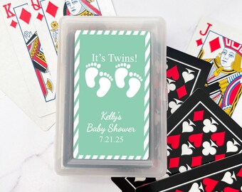 Set of 10 Twins Baby Shower Personalized Playing Cards with Labels, Baby Shower Playing Cards Favors, Baby Shower Casino Favors SKU:MG593