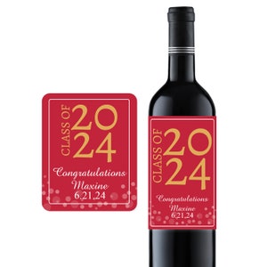 Set of 10 Personalized Graduation Wine Bottle Favor Labels, Graduation Wine Bottle Label Favors, Graduation Label Favors 868