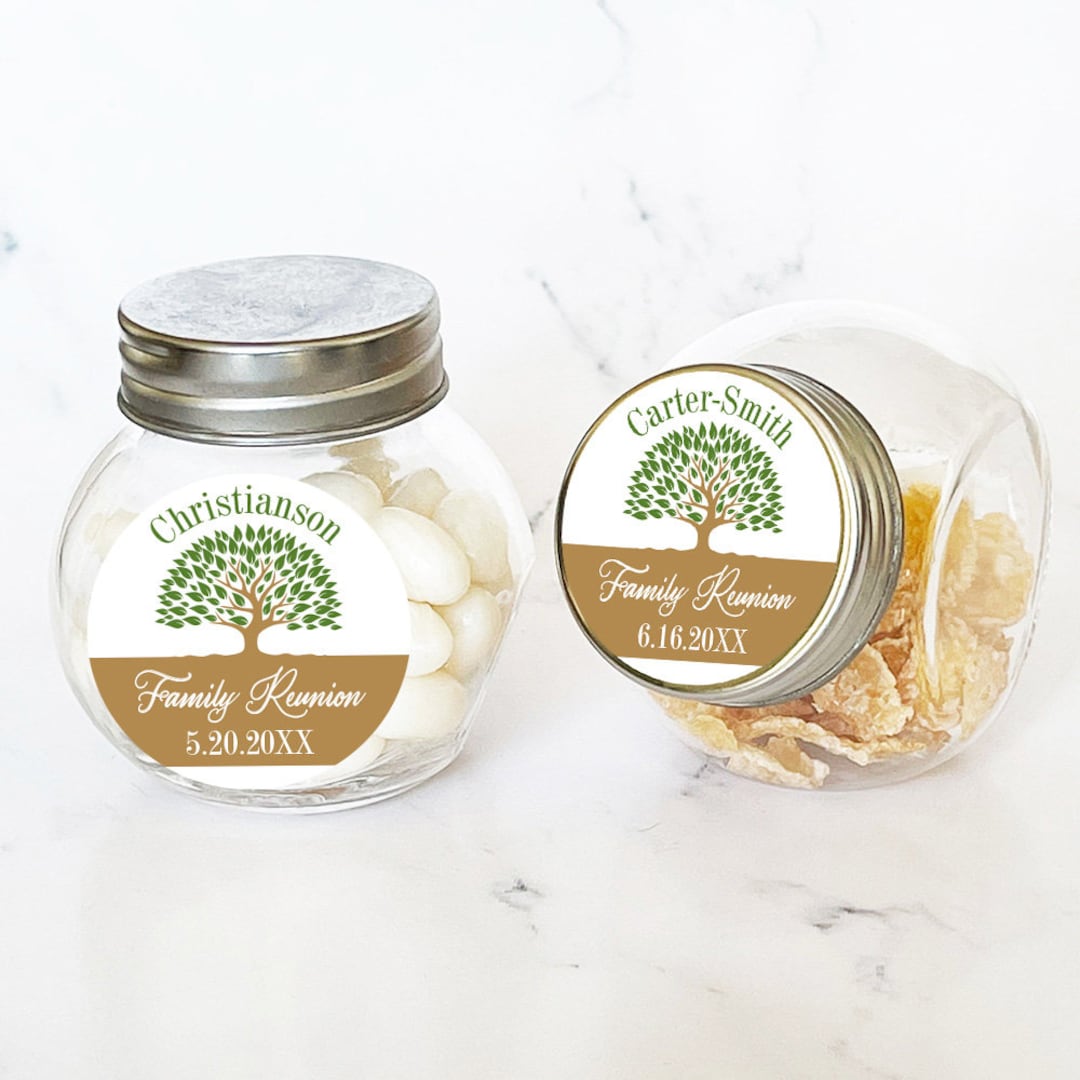 Family Reunion Personalized Mini Glass Candy Favor Jar With - Main Image