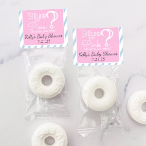 Set of 25 Personalized Life Savers Gender Reveal, Personalized Baby Shower Life Savers Ring-shaped Candy MG34