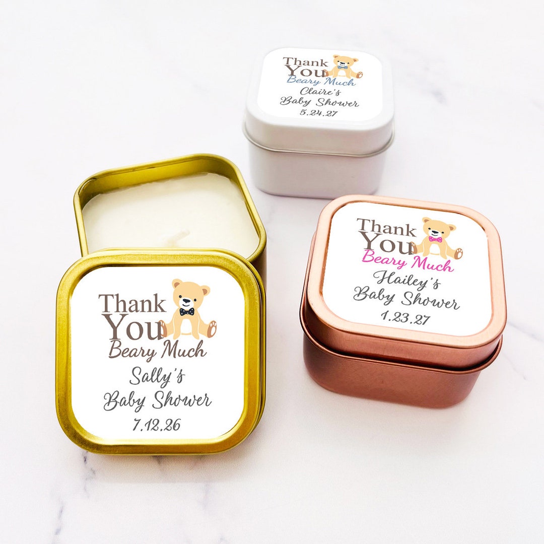 Set of 12 Personalized Travel Candle Tin With Labels Thank You Beary ...