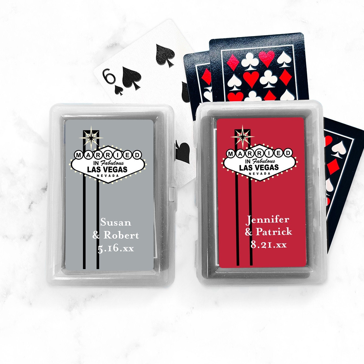 Married in Las Vegas Personalized Playing Cards Favors