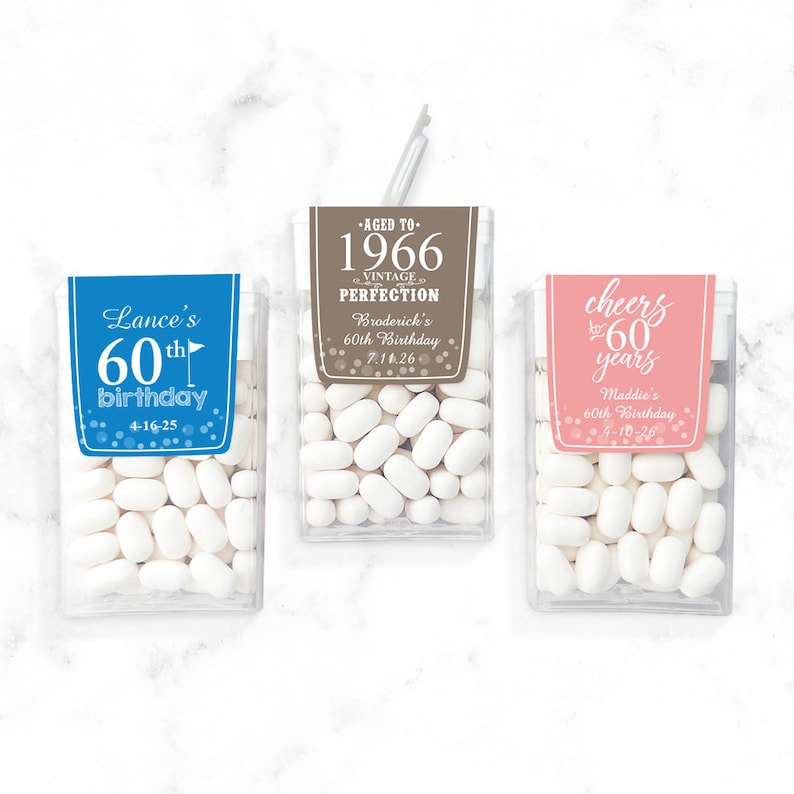 60th Birthday Favors, 12 Pieces Personalized Tic Tac® Favors, Sixtieth ...