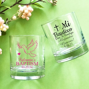 Set of 24 Baptism Bautizo Favors, Personalized Custom Votive Shot Glass Favors, Baptism Bautizo, Baptism Christening Votive Shot Glass 869